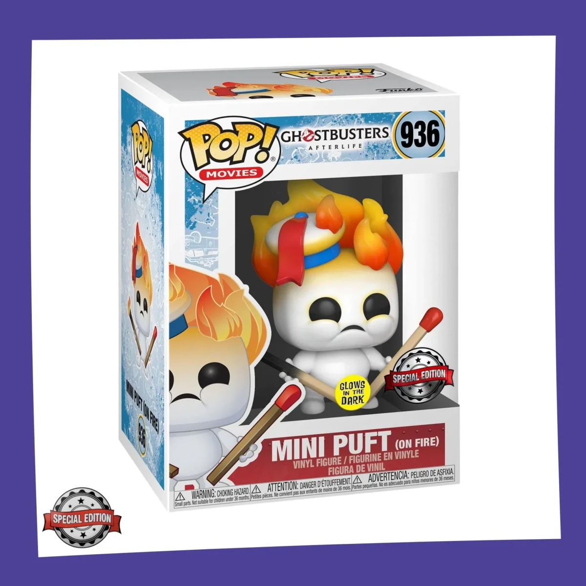 Funko POP! & Tee Ghostbusters Afterlife - Mini Puft on Fire Glow in the Dark 936 – Image 3